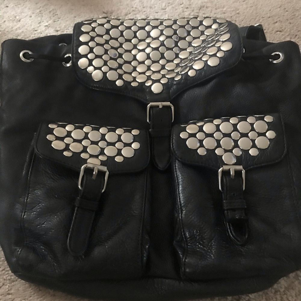 Black leather studded Backpack